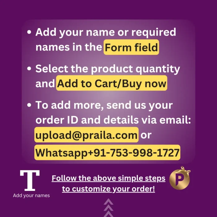 Add names or text simple steps instructions for customization at praila.com