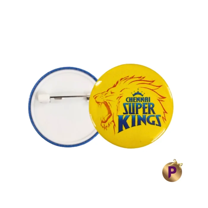 Chennai Super Kings Csk logo button badges Yellow ipl front and back