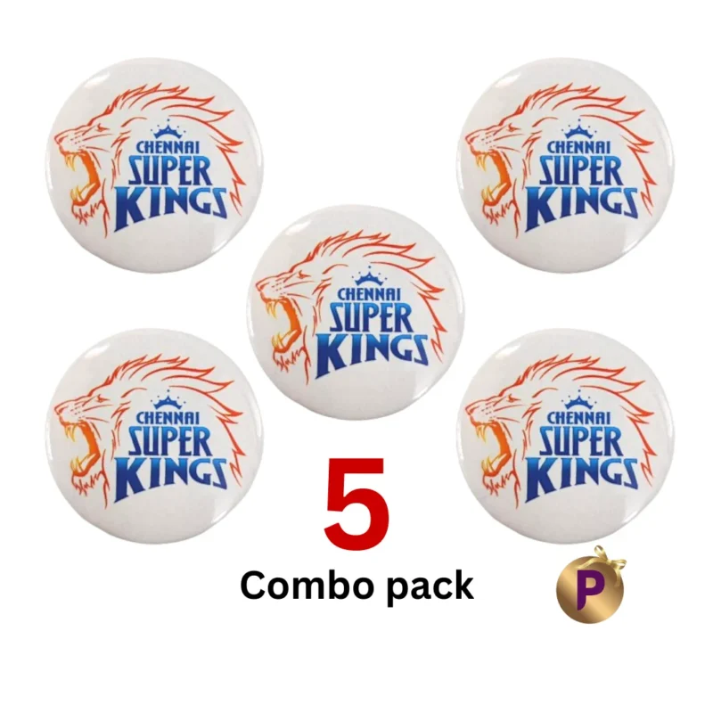 Csk button badges 5 combo pack white