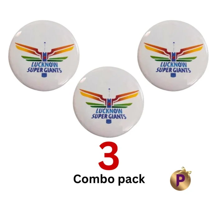 Lucknow Super Giants LSG button badges white logo combo pack 3