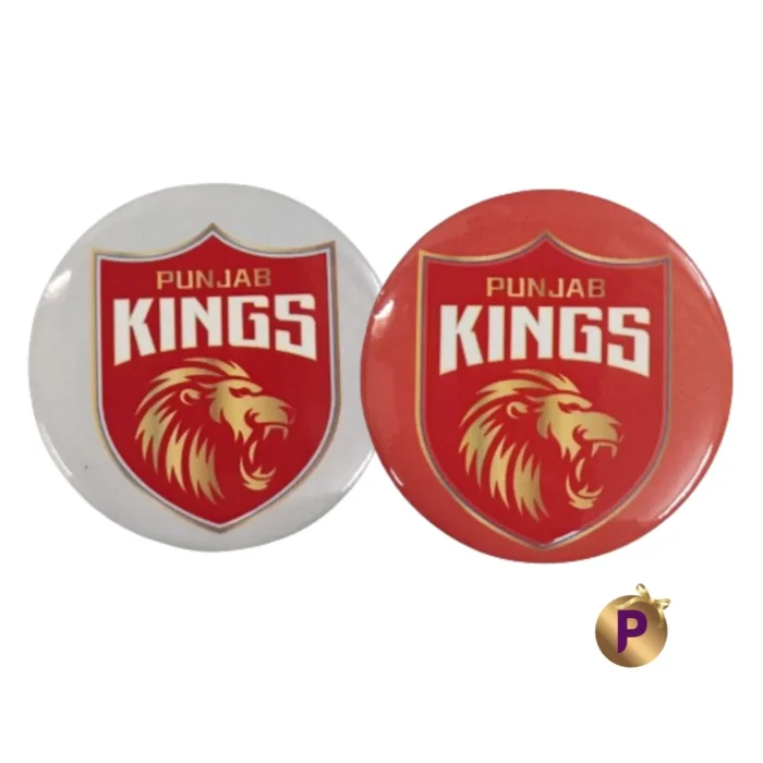 Punjab Kings PK logo red and white button badges