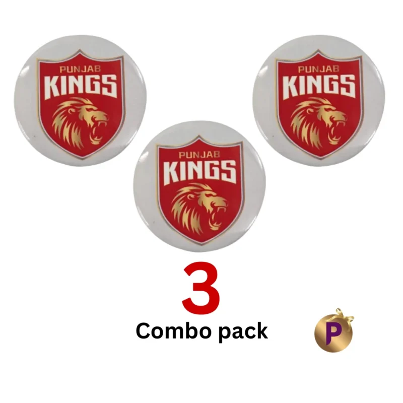 Punjab Kings PK logo white button badges combo pack of 3