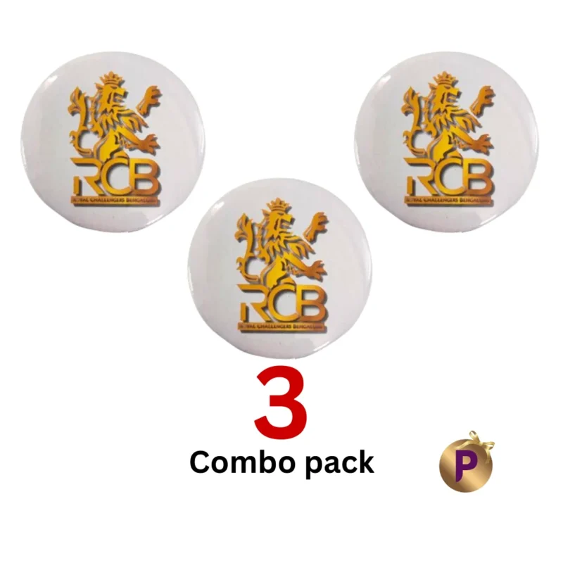 RCB button badges combo pack of 3 white